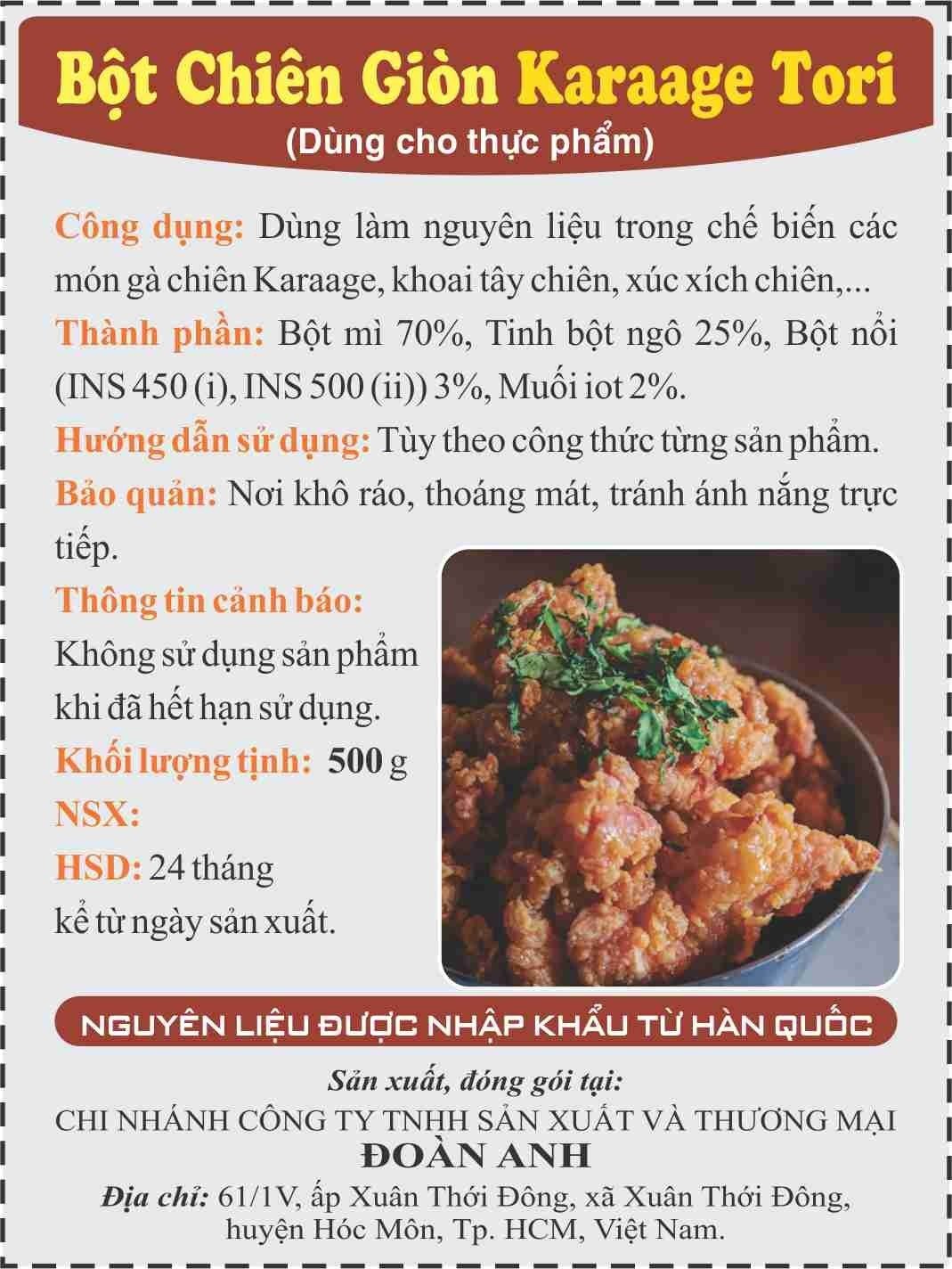 Bột chiên gà rán Karaage Tori