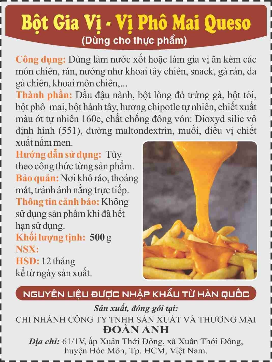 Bột phô mai lắc Queso